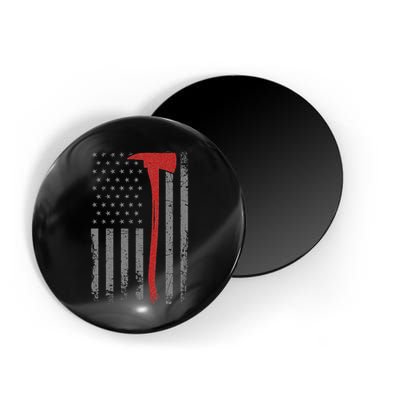 Wildland Firefighter Axe American Flag Thin Red Line Fireman Magnet