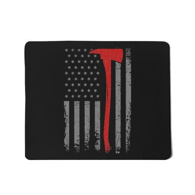 Wildland Firefighter Axe American Flag Thin Red Line Fireman Mousepad
