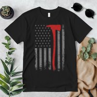 Wildland Firefighter Axe American Flag Thin Red Line Fireman Premium T-Shirt