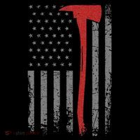 Wildland Firefighter Axe American Flag Thin Red Line Fireman Sustainable Knit Beanie