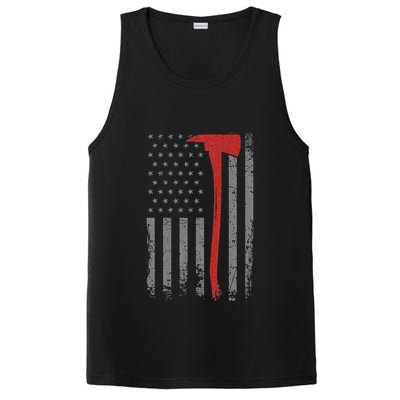 Wildland Firefighter Axe American Flag Thin Red Line Fireman PosiCharge Competitor Tank