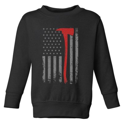 Wildland Firefighter Axe American Flag Thin Red Line Fireman Toddler Sweatshirt
