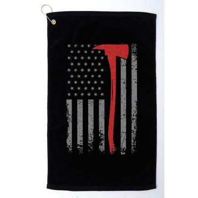 Wildland Firefighter Axe American Flag Thin Red Line Fireman Golf Towel
