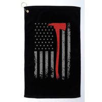 Wildland Firefighter Axe American Flag Thin Red Line Fireman Golf Towel