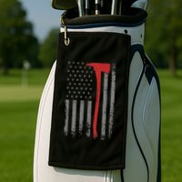 Wildland Firefighter Axe American Flag Thin Red Line Fireman Golf Towel