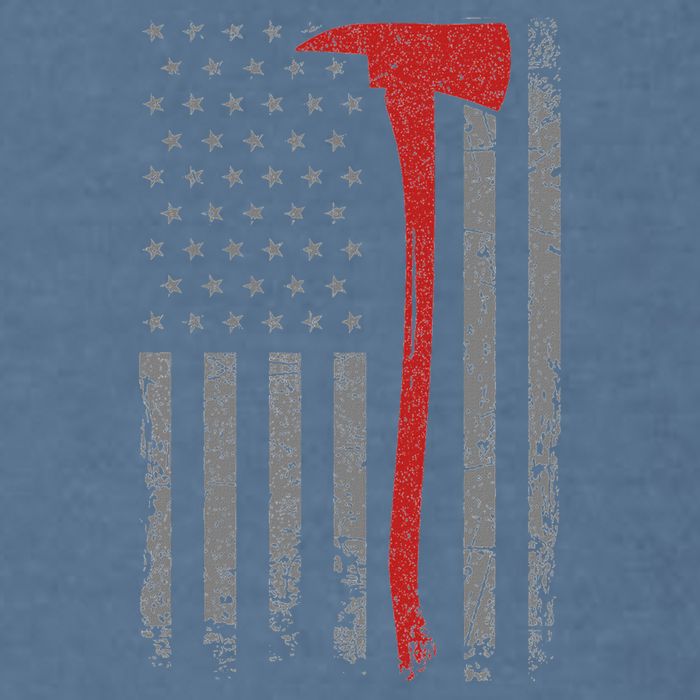 Wildland Firefighter Axe American Flag Thin Red Line Fireman Garment-Dyed Sweatshirt