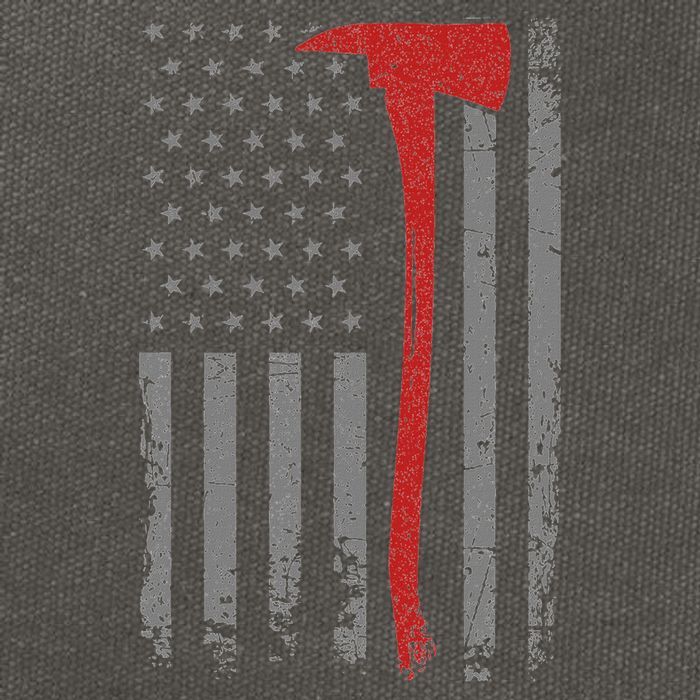 Wildland Firefighter Axe American Flag Thin Red Line Fireman Cotton Canvas Backpack