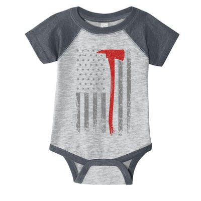 Wildland Firefighter Axe American Flag Thin Red Line Fireman Infant Baby Jersey Bodysuit