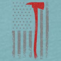 Wildland Firefighter Axe American Flag Thin Red Line Fireman Sueded Cloud Jersey T-Shirt