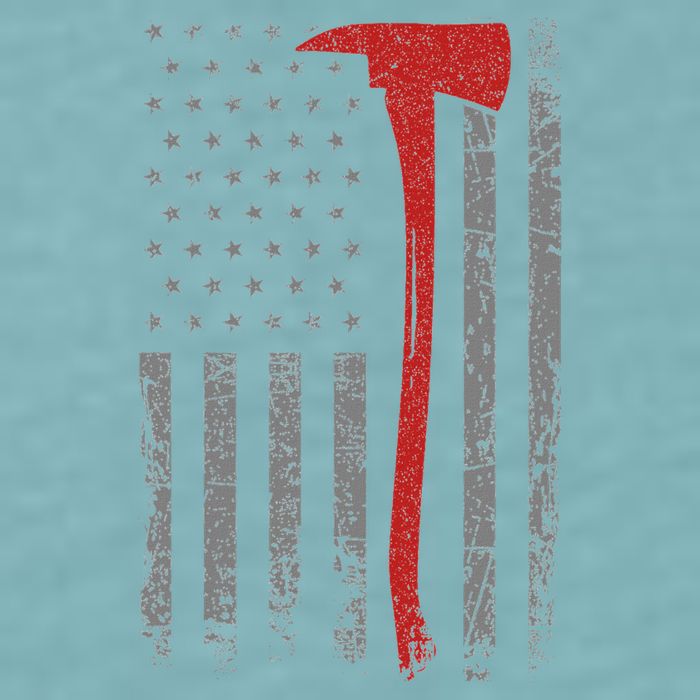Wildland Firefighter Axe American Flag Thin Red Line Fireman Sueded Cloud Jersey T-Shirt