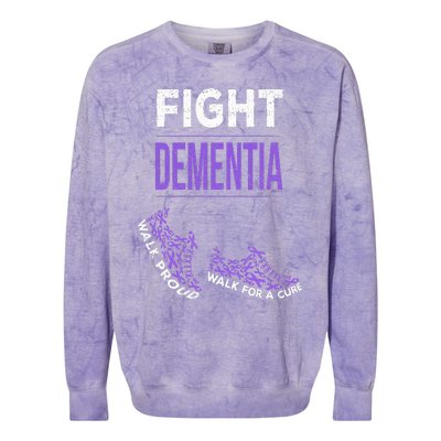 Walk For A Cure Dementia Awareness Purple Ribbon Support Colorblast Crewneck Sweatshirt