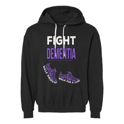 Walk For A Cure Dementia Awareness Purple Ribbon Support Garment-Dyed Fleece Hoodie