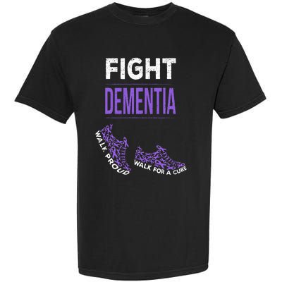 Walk For A Cure Dementia Awareness Purple Ribbon Support Garment-Dyed Heavyweight T-Shirt