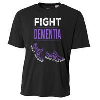 Walk For A Cure Dementia Awareness Purple Ribbon Support Cooling Performance Crew T-Shirt