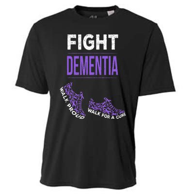 Walk For A Cure Dementia Awareness Purple Ribbon Support Cooling Performance Crew T-Shirt