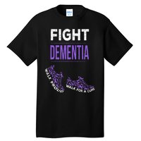 Walk For A Cure Dementia Awareness Purple Ribbon Support Tall T-Shirt