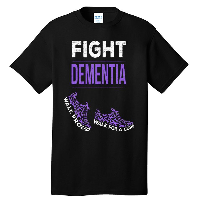 Walk For A Cure Dementia Awareness Purple Ribbon Support Tall T-Shirt