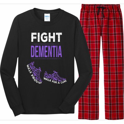 Walk For A Cure Dementia Awareness Purple Ribbon Support Long Sleeve Pajama Set