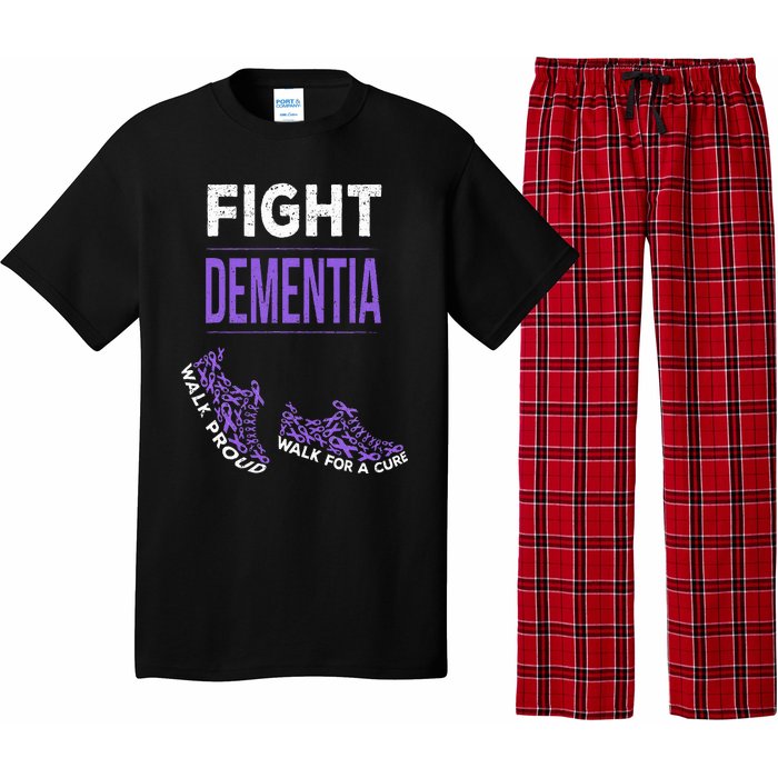 Walk For A Cure Dementia Awareness Purple Ribbon Support Pajama Set