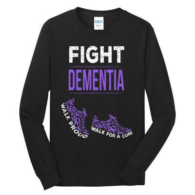 Walk For A Cure Dementia Awareness Purple Ribbon Support Tall Long Sleeve T-Shirt