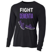 Walk For A Cure Dementia Awareness Purple Ribbon Support Cooling Performance Long Sleeve Crew