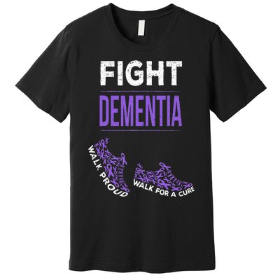 Walk For A Cure Dementia Awareness Purple Ribbon Support Premium T-Shirt