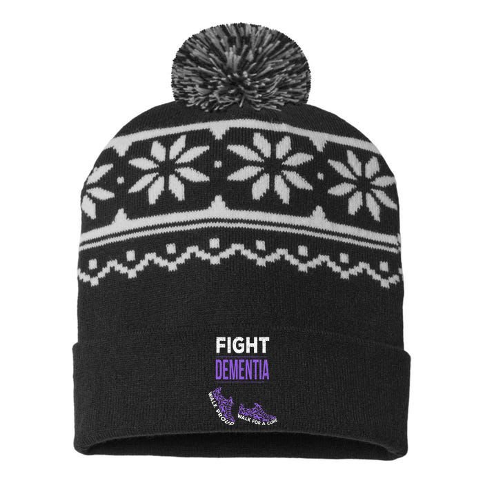 Walk For A Cure Dementia Awareness Purple Ribbon Support USA-Made Snowflake Beanie