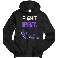 Walk For A Cure Dementia Awareness Purple Ribbon Support Tie Dye Hoodie