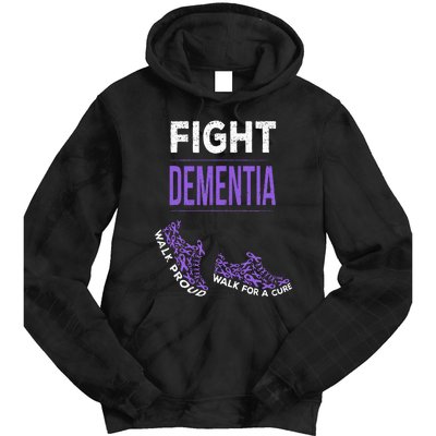 Walk For A Cure Dementia Awareness Purple Ribbon Support Tie Dye Hoodie