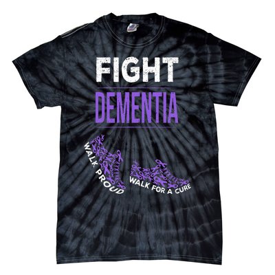 Walk For A Cure Dementia Awareness Purple Ribbon Support Tie-Dye T-Shirt