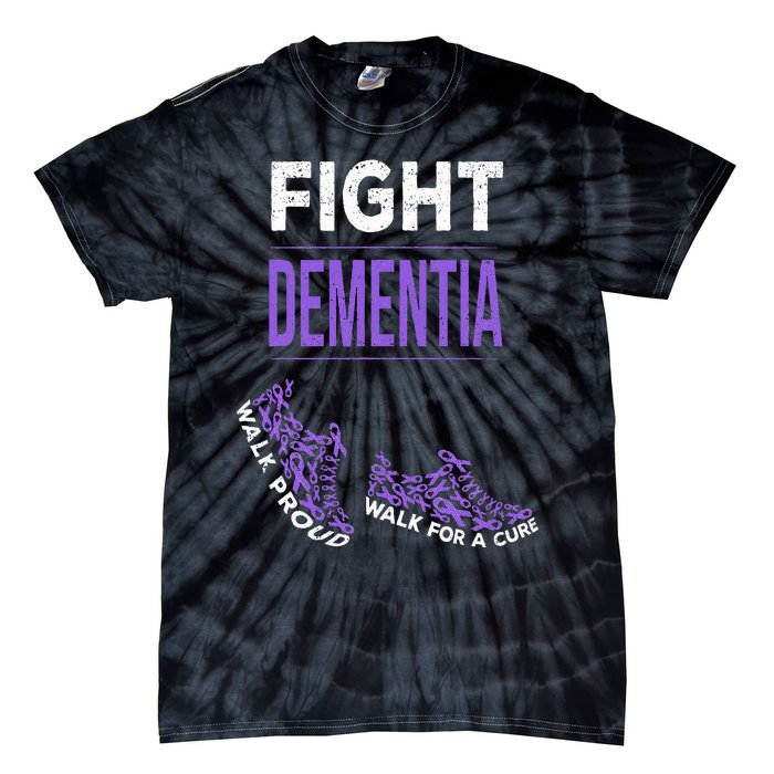 Walk For A Cure Dementia Awareness Purple Ribbon Support Tie-Dye T-Shirt