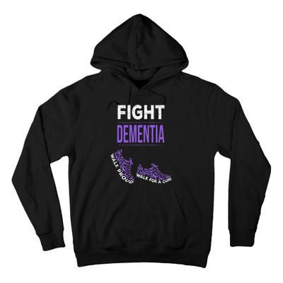 Walk For A Cure Dementia Awareness Purple Ribbon Support Tall Hoodie