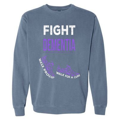 Walk For A Cure Dementia Awareness Purple Ribbon Support Garment-Dyed Sweatshirt