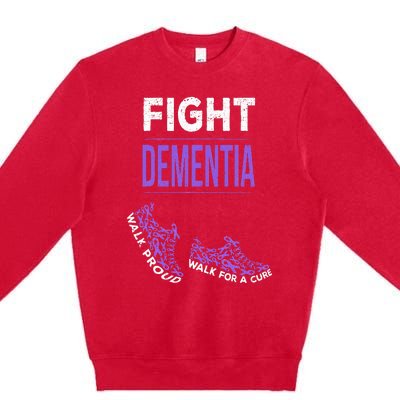 Walk For A Cure Dementia Awareness Purple Ribbon Support Premium Crewneck Sweatshirt