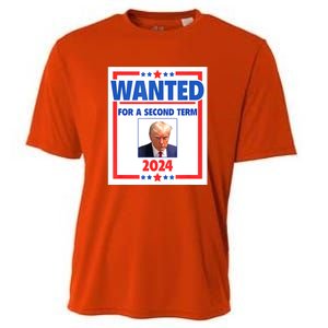 Wanted For A Second Term 2024 Trumps Mugshot President Gift Cooling Performance Crew T-Shirt