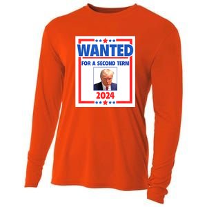 Wanted For A Second Term 2024 Trumps Mugshot President Gift Cooling Performance Long Sleeve Crew