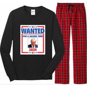 Wanted For A Second Term 2024 Trumps Mugshot President Gift Long Sleeve Pajama Set