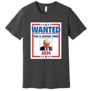 Wanted For A Second Term 2024 Trumps Mugshot President Gift Premium T-Shirt