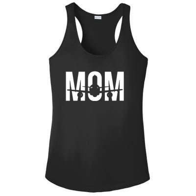 Womens Funny Airplane Pilot Mom Aviation Lover Gift Mom Pilot Ladies PosiCharge Competitor Racerback Tank