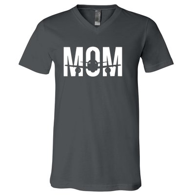 Womens Funny Airplane Pilot Mom Aviation Lover Gift Mom Pilot V-Neck T-Shirt