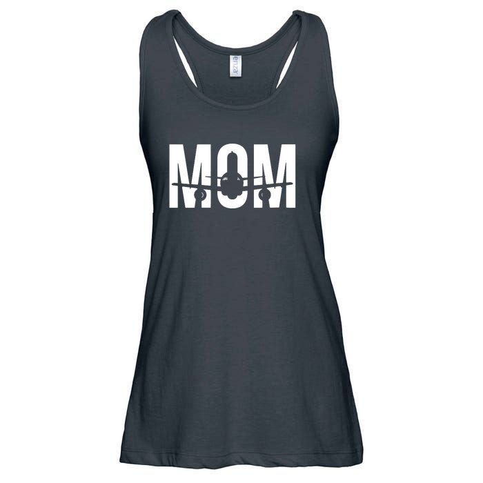 Womens Funny Airplane Pilot Mom Aviation Lover Gift Mom Pilot Ladies Essential Flowy Tank