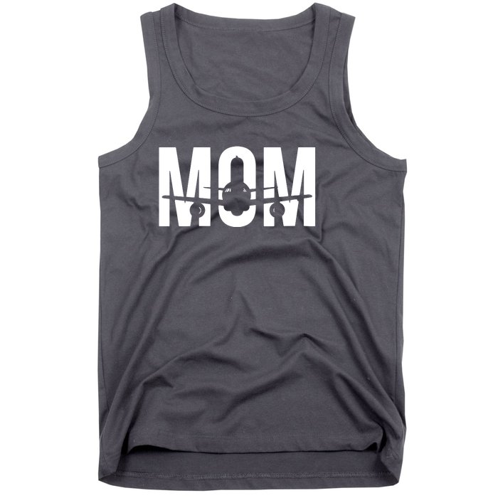 Womens Funny Airplane Pilot Mom Aviation Lover Gift Mom Pilot Tank Top