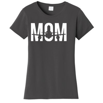 Womens Funny Airplane Pilot Mom Aviation Lover Gift Mom Pilot Women's T-Shirt