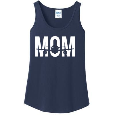 Womens Funny Airplane Pilot Mom Aviation Lover Gift Mom Pilot Ladies Essential Tank