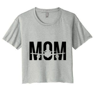 Womens Funny Airplane Pilot Mom Aviation Lover Gift Mom Pilot Women's Crop Top Tee