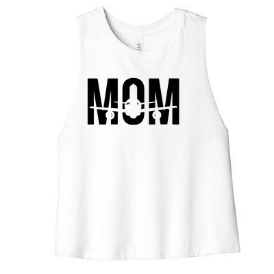 Womens Funny Airplane Pilot Mom Aviation Lover Gift Mom Pilot Women's Racerback Cropped Tank