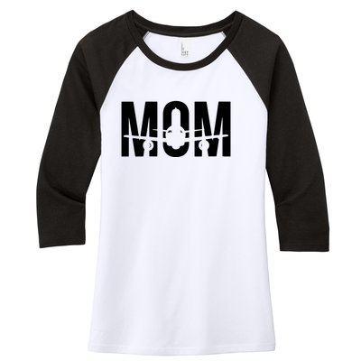 Womens Funny Airplane Pilot Mom Aviation Lover Gift Mom Pilot Women's Tri-Blend 3/4-Sleeve Raglan Shirt