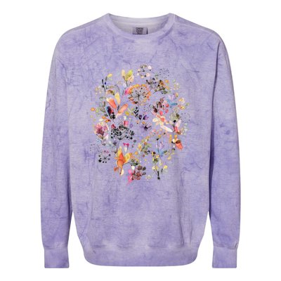 Wild Flowers And Plants Watercolor Wild Nature Botanical Print Colorblast Crewneck Sweatshirt