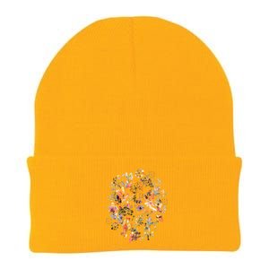 Wild Flowers And Plants Watercolor Wild Nature Botanical Print Knit Cap Winter Beanie