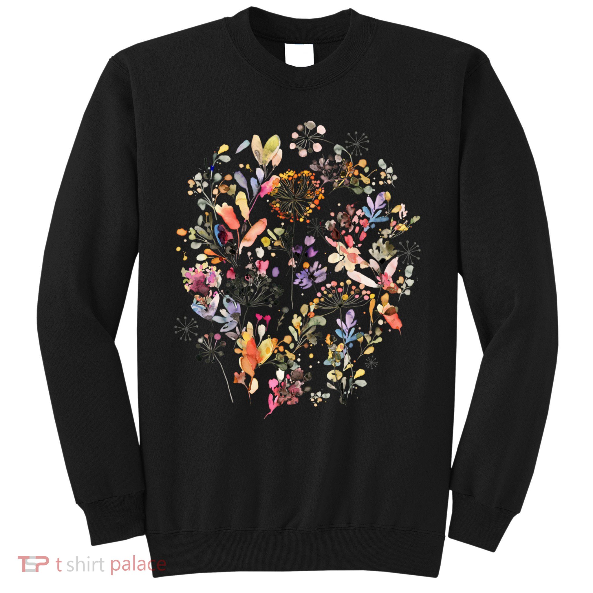 Wild Flowers And Plants Watercolor Wild Nature Botanical Print Sweatshirt